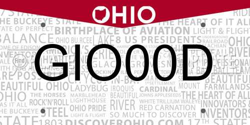 GIO00D Ohio License Plate