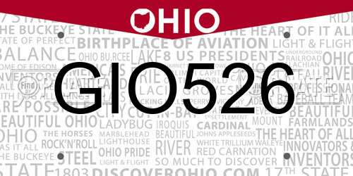 GIO526 Ohio License Plate