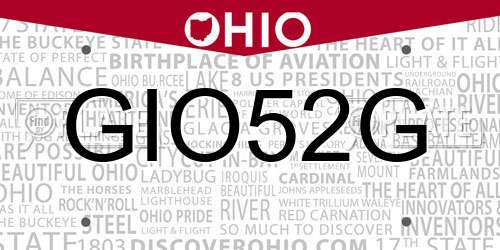 GIO52G Ohio License Plate
