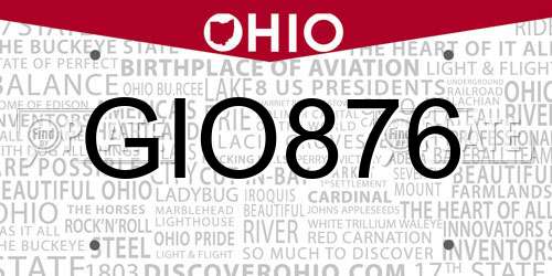 GIO876 Ohio License Plate