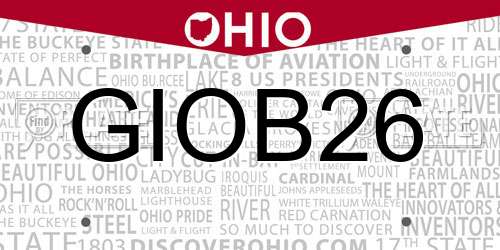 GIOB26 Ohio License Plate