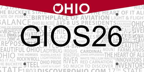 GIOS26 Ohio License Plate