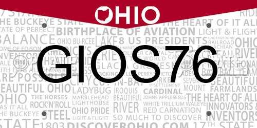 GIOS76 Ohio License Plate