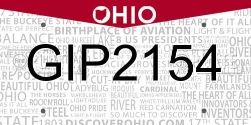 GIP2154 Ohio License Plate