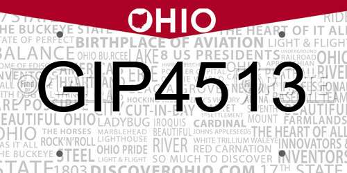 GIP4513 Ohio License Plate