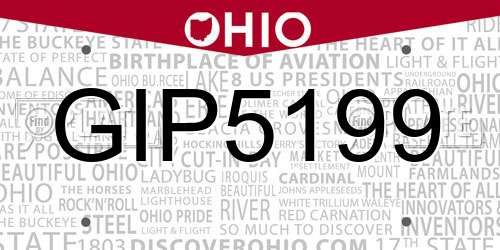 GIP5199 Ohio License Plate