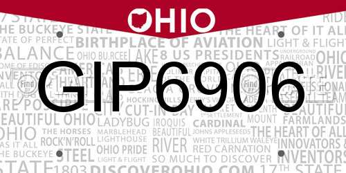 GIP6906 Ohio License Plate
