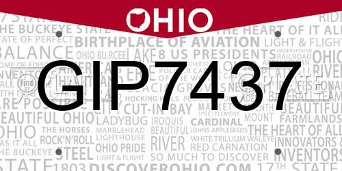 GIP7437 Ohio License Plate