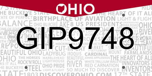 GIP9748 Ohio License Plate
