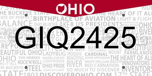 GIQ2425 Ohio License Plate