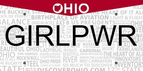 GIRLPWR Ohio License Plate