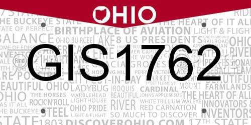 GIS1762 Ohio License Plate