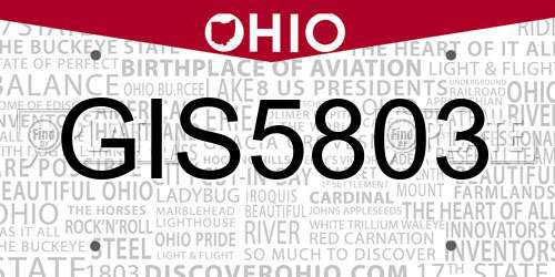 GIS5803 Ohio License Plate