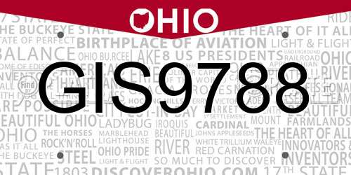 GIS9788 Ohio License Plate