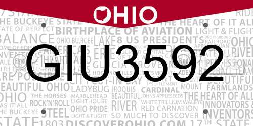 GIU3592 Ohio License Plate