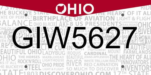 GIW5627 Ohio License Plate