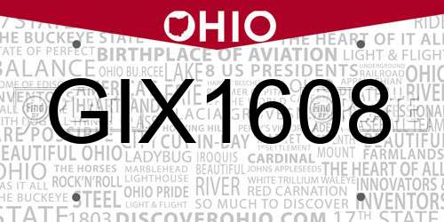 GIX1608 Ohio License Plate