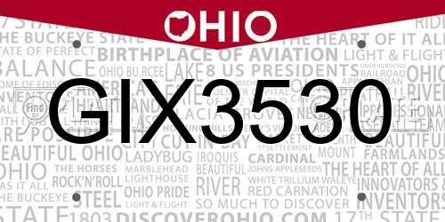 GIX3530 Ohio License Plate