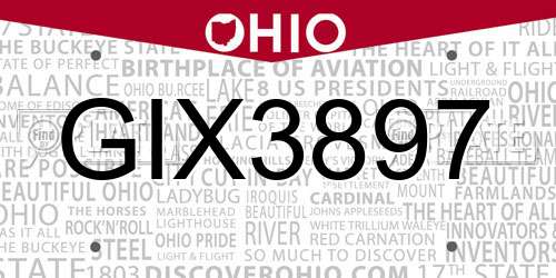 GIX3897 Ohio License Plate