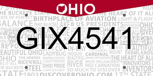 GIX4541 Ohio License Plate