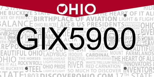 GIX5900 Ohio License Plate