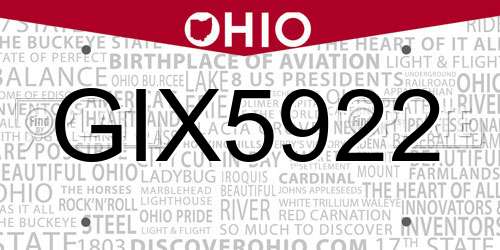 GIX5922 Ohio License Plate