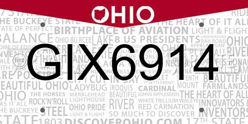 GIX6914 Ohio License Plate