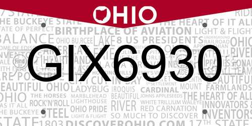 GIX6930 Ohio License Plate
