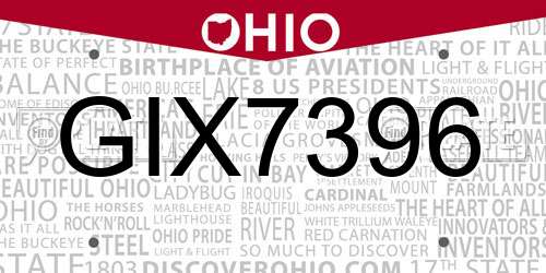 GIX7396 Ohio License Plate