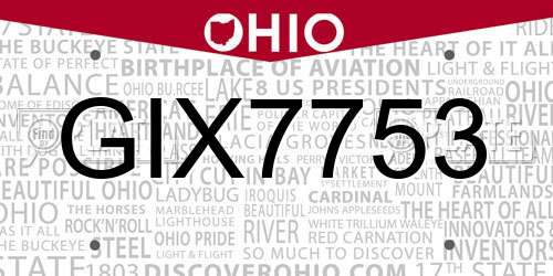 GIX7753 Ohio License Plate