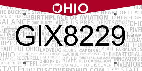 GIX8229 Ohio License Plate