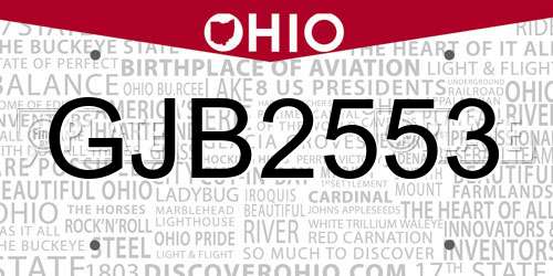 GJB2553 Ohio License Plate