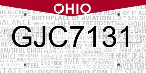 GJC7131 Ohio License Plate