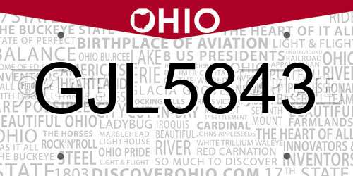 GJL5843 Ohio License Plate