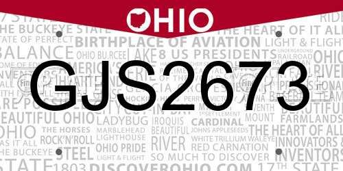 GJS2673 Ohio License Plate