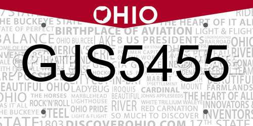 GJS5455 Ohio License Plate