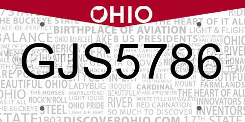 GJS5786 Ohio License Plate