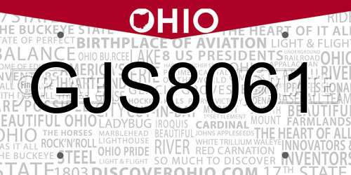 GJS8061 Ohio License Plate