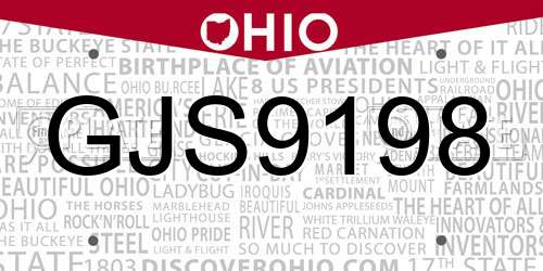 GJS9198 Ohio License Plate