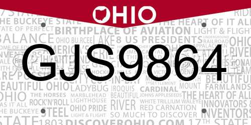 GJS9864 Ohio License Plate
