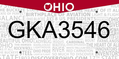 GKA3546 Ohio License Plate