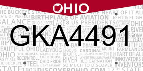 GKA4491 Ohio License Plate