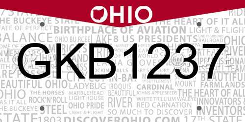 GKB1237 Ohio License Plate