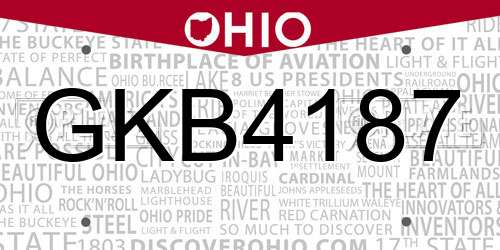 GKB4187 Ohio License Plate