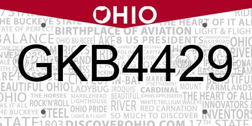 GKB4429 Ohio License Plate