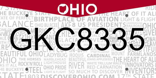 GKC8335 Ohio License Plate