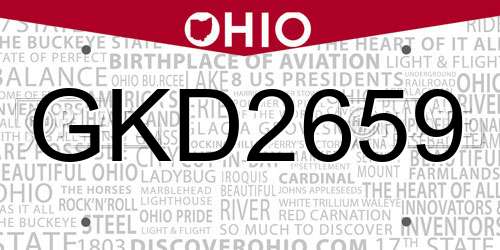 GKD2659 Ohio License Plate