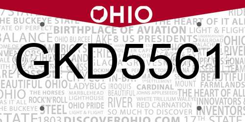 GKD5561 Ohio License Plate