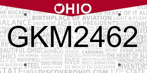 GKM2462 Ohio License Plate