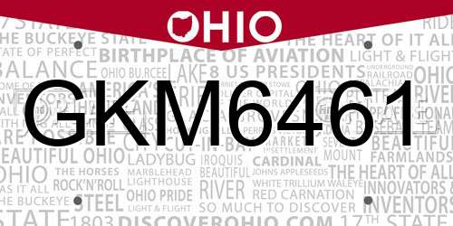 GKM6461 Ohio License Plate